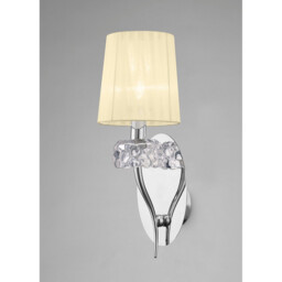Loewe Wall Lamp Switched 1 Light E14, Polished Chrome With Cream Shade - thumbnail 2