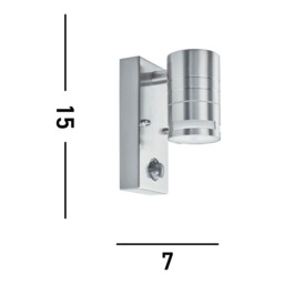 1 Light Outdoor PIR Wall Light Stainless Steel IP44, GU10 - thumbnail 3