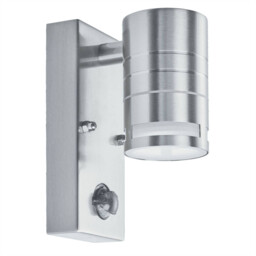 1 Light Outdoor PIR Wall Light Stainless Steel IP44, GU10 - thumbnail 1