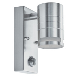 1 Light Outdoor PIR Wall Light Stainless Steel IP44, GU10 - thumbnail 2