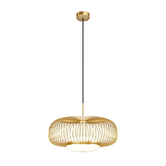 Levitation Modern Wire Frame Pendant Ceiling Light Brass 3000K 500lm White Shade - image 1