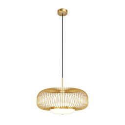 Levitation Modern Wire Frame Pendant Ceiling Light Brass 3000K 500lm White Shade - thumbnail 1