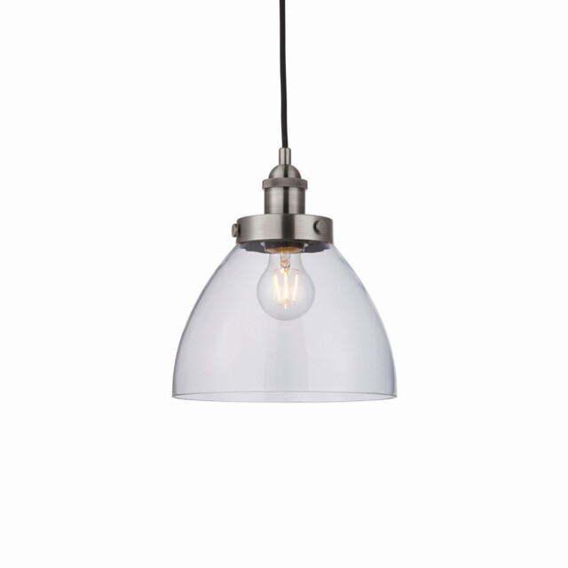 Hansen Dome Pendant Light Brushed Silver Paint, Clear Glass - image 1