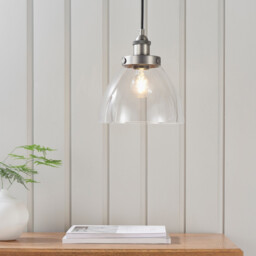 Hansen Dome Pendant Light Brushed Silver Paint, Clear Glass - thumbnail 5