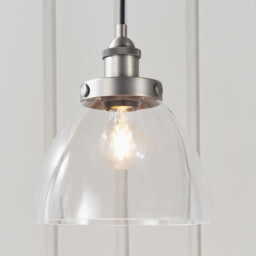 Hansen Dome Pendant Light Brushed Silver Paint, Clear Glass - thumbnail 2