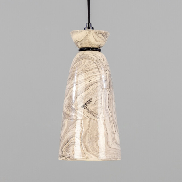Parva Bathroom Pendant Marbled, Matte Black, IP44 - image 1