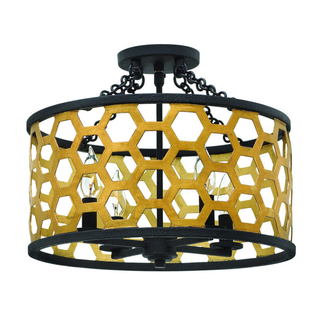 Felix 4 Light Semi Flush Ceiling Light Gold, E14