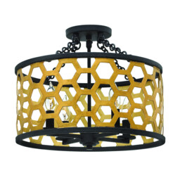 Felix 4 Light Semi Flush Ceiling Light Gold, E14