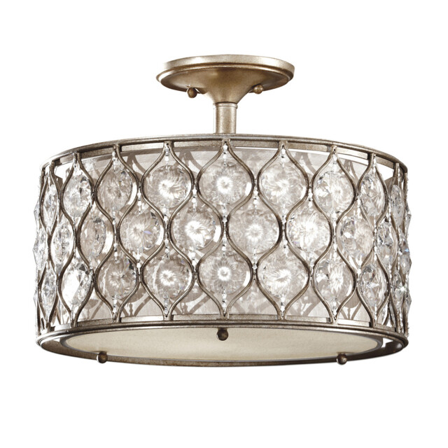 Lucia 3 Light Semi Flush Ceiling Light Burnished Silver, E27 - image 1