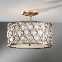 Lucia 3 Light Semi Flush Ceiling Light Burnished Silver, E27 - thumbnail 2