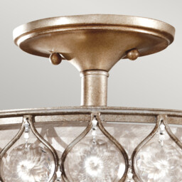 Lucia 3 Light Semi Flush Ceiling Light Burnished Silver, E27 - thumbnail 3