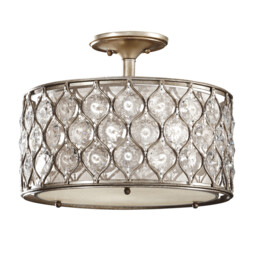 Lucia 3 Light Semi Flush Ceiling Light Burnished Silver, E27