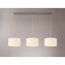 Baymont Satin Nickel 3 Light E27 Linear Pendant With 30cm x 17cm Dual Faux Silk Shade, Nude Beige/Moonlight - thumbnail 2