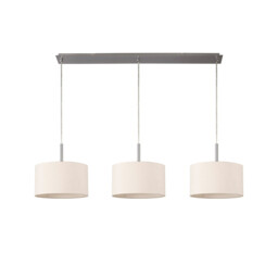 Baymont Satin Nickel 3 Light E27 Linear Pendant With 30cm x 17cm Dual Faux Silk Shade, Nude Beige/Moonlight - thumbnail 5