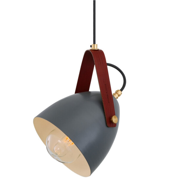 Lambeth Outdoor Pendant, Grey, Clear, Red Strap, IP65 - image 1