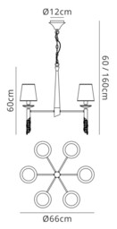Tiffany Ceiling Pendant 6+6 Light E14+G9, Antique Brass with Soft Bronze Shades & Clear Crystal - thumbnail 2