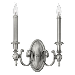 Yorktown 2 Light Indoor Candle Wall Light Antique Nickel, E14