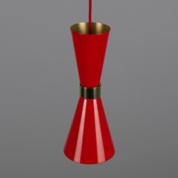 Cairo Coloured Pendant Light, Polished Brass, Red - thumbnail 5