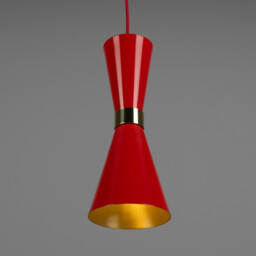 Cairo Coloured Pendant Light, Polished Brass, Red - thumbnail 3