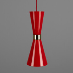 Cairo Coloured Pendant Light, Polished Brass, Red - thumbnail 2