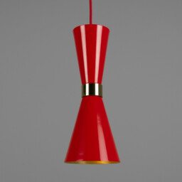 Cairo Coloured Pendant Light, Polished Brass, Red - thumbnail 1