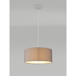 Baymont Polished Chrome E27 Single Pendant With 40cm x 18cm Faux Silk Shade, Grey/White Laminate - thumbnail 2