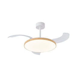 Slim Fan 50cm 50W LED Dimmable Ceiling Light With 30W DC Fan, 2700-5000K Remote Control, 3500lm, Wood