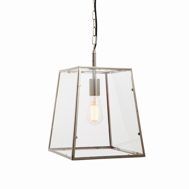 Hurst Pendant Bright Nickel Plate & Clear Glass 1 Light Dimmable IP20 - E27 - image 1