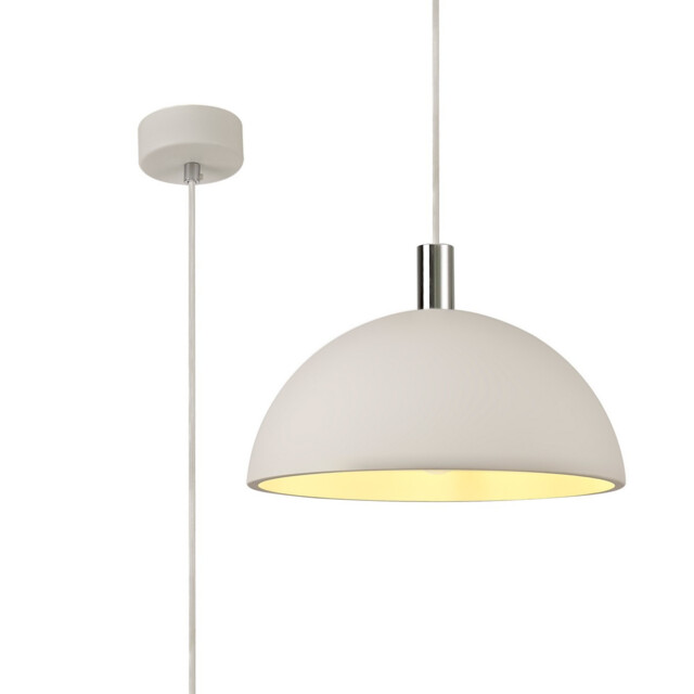 Alina Dome Pendant, 1 x E27, White Paintable Gypsum - image 1