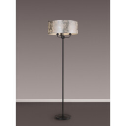 Banyan 3 Light Switched Floor Lamp With 50cm x 20cm Silver Leaf Shade Matt Black/Silver Leaf - thumbnail 2