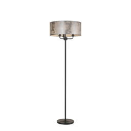 Banyan 3 Light Switched Floor Lamp With 50cm x 20cm Silver Leaf Shade Matt Black/Silver Leaf