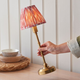 Burley Rechargeable Brushed Aged Brass Plate Table Lamp with Ikat Shade 16cm Integrated LED - thumbnail 5