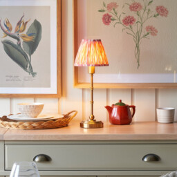 Burley Rechargeable Brushed Aged Brass Plate Table Lamp with Ikat Shade 16cm Integrated LED - thumbnail 2