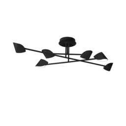 Capuccina Large 6 Light Semi Flush, 45W LED, 3000K, 3100lm, Black, 3yrs Warranty - thumbnail 1