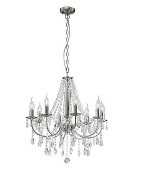Kyra Ceiling Pendant Chandelier 8 Light Satin Nickel, Crystal - image 1