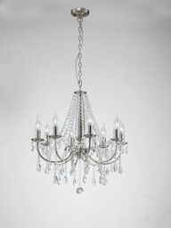 Kyra Ceiling Pendant Chandelier 8 Light Satin Nickel, Crystal - thumbnail 2