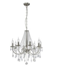 Kyra Ceiling Pendant Chandelier 8 Light Satin Nickel, Crystal - thumbnail 1