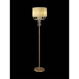 Freida Floor Lamp With Ivory Cream Shade 3 Light E14 French Gold/Crystal - thumbnail 2