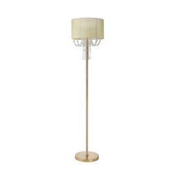 Freida Floor Lamp With Ivory Cream Shade 3 Light E14 French Gold/Crystal - thumbnail 5