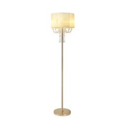 Freida Floor Lamp With Ivory Cream Shade 3 Light E14 French Gold/Crystal - thumbnail 1