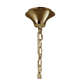 Tiffany Pendant 6+6 Light E14+G9, French Gold With Cream Shades & Clear Crystal - thumbnail 3