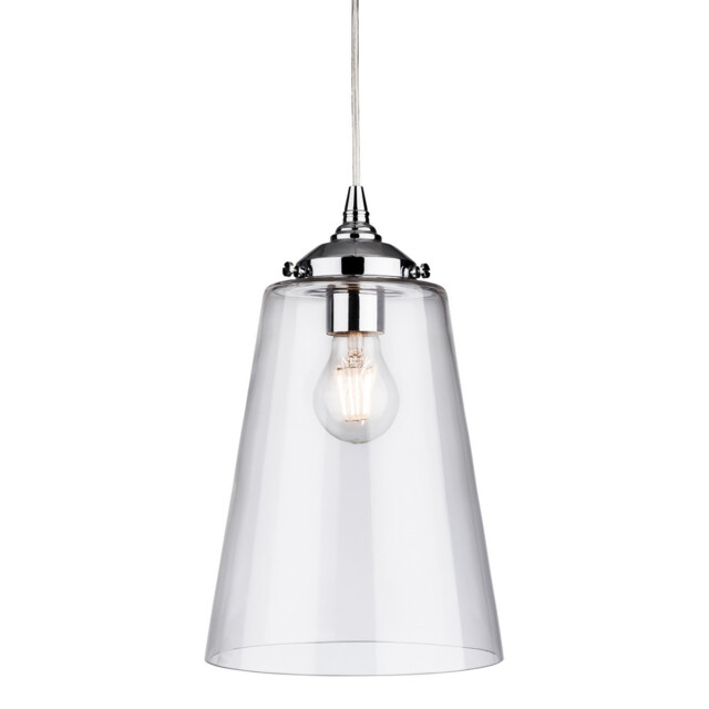 Seville 1 Light Dome Ceiling Pendant Chrome with Clear Glass, E27