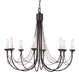Carisbrooke 8 Light Chandelier Black Finish, E14 - thumbnail 1