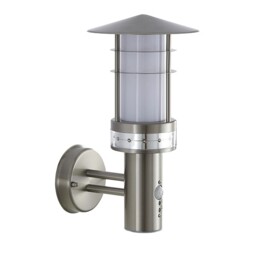 Pagoda PIR 1 Light Outdoor Wall Light Brushed Stainless Steel, Frosted Polycarbonate IP44, E27 - thumbnail 2