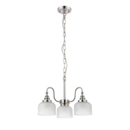 DeRuyter 47cm Semi Flush/Pendant, 3 Light E27, Polished Nickel/Frosted Glass - thumbnail 5