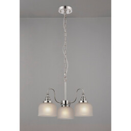 DeRuyter 47cm Semi Flush/Pendant, 3 Light E27, Polished Nickel/Frosted Glass - thumbnail 3