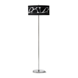 Manhattan Floor Lamp 3 Light L1/SGU10, Polished Chrome With Black Patterned Shade - thumbnail 1