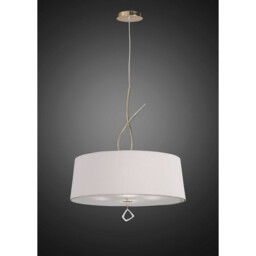 Mara Pendant 4 Light E27 Round, French Gold With Ivory White Shade - thumbnail 2