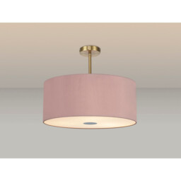 Baymont Antique Brass 5 Light E27 Semi Flush Fixture With 60cm x 22cm Dual Faux Silk Shade, Taupe/Halo Gold - thumbnail 2