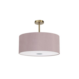 Baymont Antique Brass 5 Light E27 Semi Flush Fixture With 60cm x 22cm Dual Faux Silk Shade, Taupe/Halo Gold - thumbnail 5